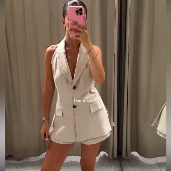 Zara halter linen vest - Picture 1 of 5